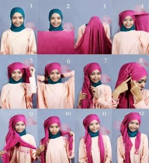 tutorial gambar memakai jilbab modern mudah dan simple