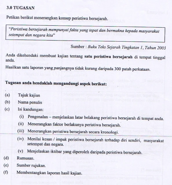 Tajuk Kerja Kursus Sejarah PT3 2017 Peristiwa Bersejarah