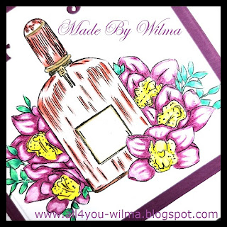 Fles, Bottle, Bloemen, Flowers, For You, Voor Jou, Aubergine, Wit, White, Vierkant, Square, Digi, Alex Syberia Designs, Crealies, All4You, ALL4YOU,