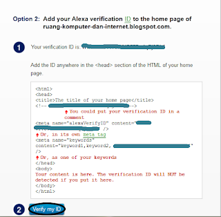 Cara Verifikasi Blog ke Situs Alexa