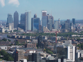 Canary Wharf skyscrapers viewed from skygarden terrace