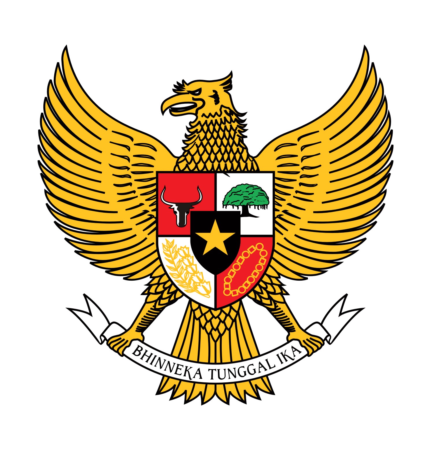 Logo Garuda  Pancasila Berwarna Warna Emas Vector 