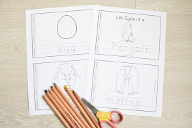 PENGUIN LIFE CYCLE WORKSHEETS FOR COLORING AND WRITING