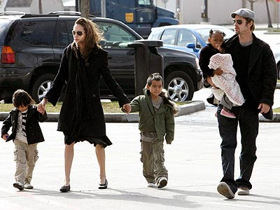 Angelina Jolie and Brad Pitt took three of their four children; Maddox, 