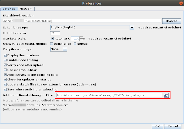 Arduino IDE - add Boards Manager URLs