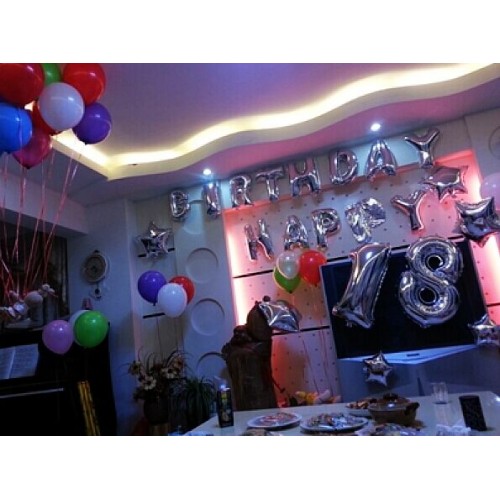 Kombinasi Balon Foil Huruf & Balon Foil Angka Warna Silver