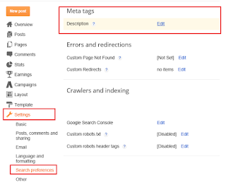 Add Search Description in Blogger