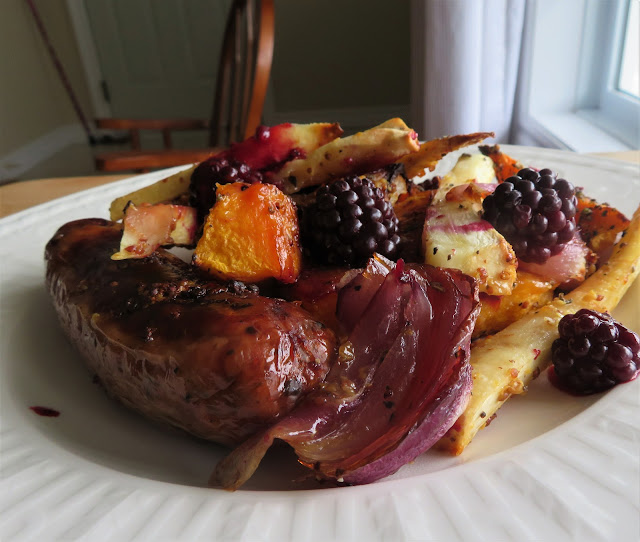 Sausage & Blackberry Tray Bake