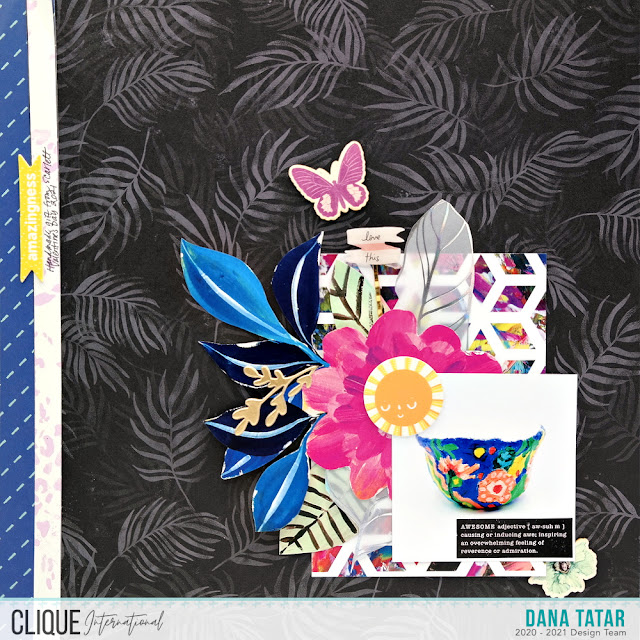 Vibrant Scrapbook Layout with Bold Fussy Cut Layers