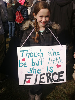 "Though she be but little, she is fierce" A young girl attends the Boston Women's March