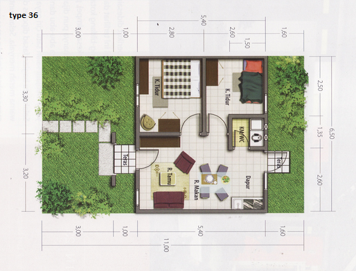 Denah Rumah MinimalisType 36