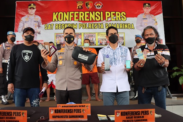 Polresta Samarinda Gelar Press Release Pencurian Bermoduskan Bantuan Sosial