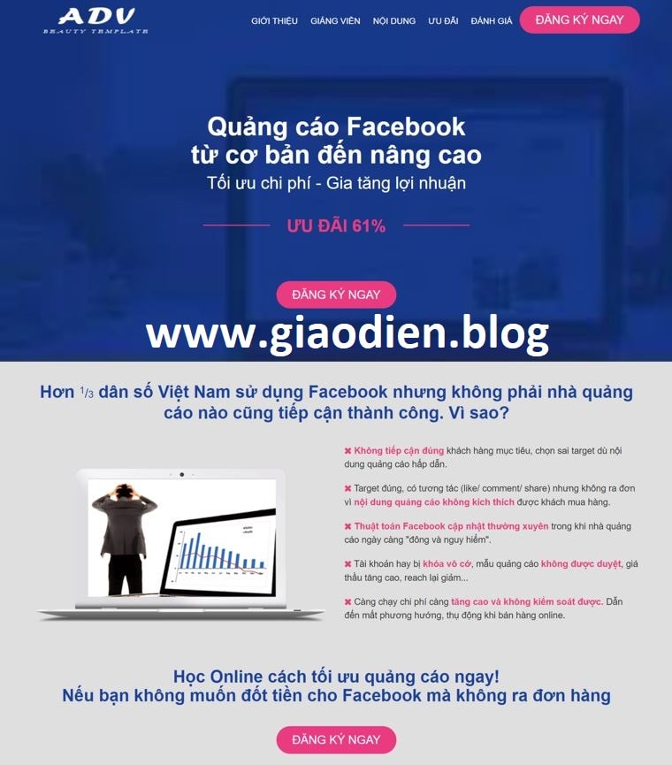 Template blogspot Landing Facebook