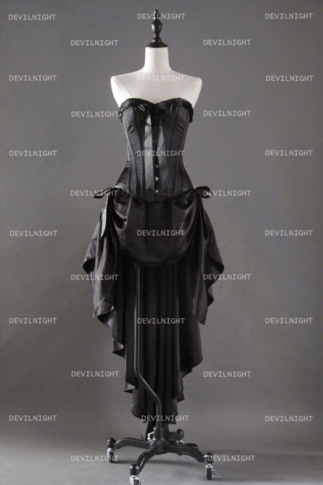 Fashion Black Gothic Corset High-Low Burlesque Prom Party Dress