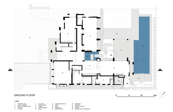 Ground floor plan of Contemporary Villa by SAOTA