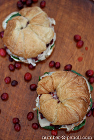 Gourmet Cranberry Turkey Sandwich, with baby spinach and cream cheese. 