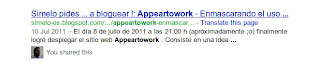 Mi artículo sobre Appeartowork en resultados de Google