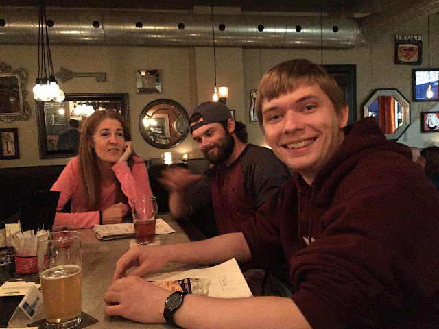 Tina, Graham and Ludwig enjoy a relaxing chat after rehearsal in a local pub.