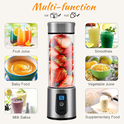 Portable Blender, G-TING Personal Smoothies Blender Cordless, Single Serve Mini Blender 450ml USB Rechargeable Small Juice Mixer Portable Juicer Shakes, Smoothies, Home, Travel & Gym FDA BPA Free getotheoffer