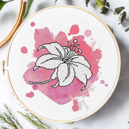 Lily on Watercolor - Free Cross Stitch Pattern