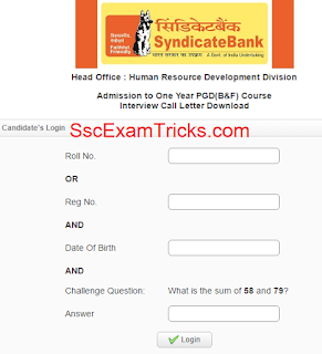 Syndicate Bank SO Interview Letter 2016 Available