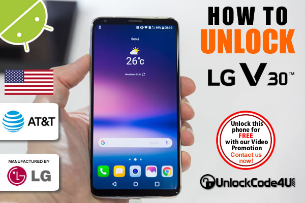 Factory Unlock Code LG V30 from At&t