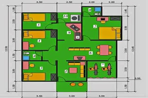  3  Contoh Denah  Rumah  Minimalis  Type  70  3  Kamar  Tidur 