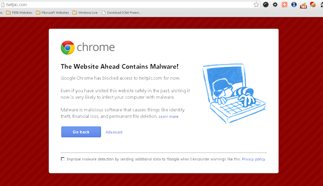 Google Chrome block access to twitpic for Malware risk