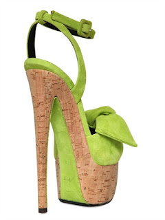Giuseppe Zanotti green Suede Cork Bow Sandals