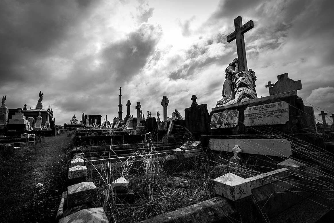 Headstones in Waverley Cemetery.