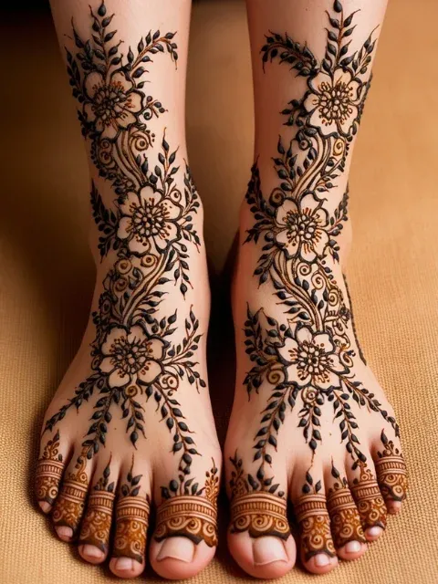 Floral Feet Mehndi Design