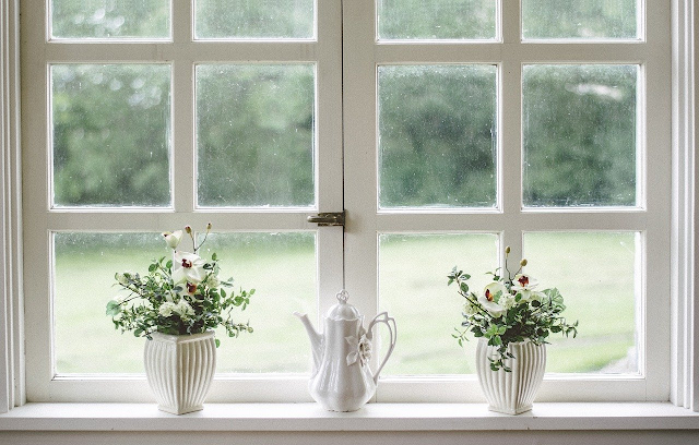 looking out a window