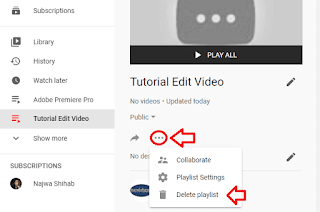delete playlist youtube