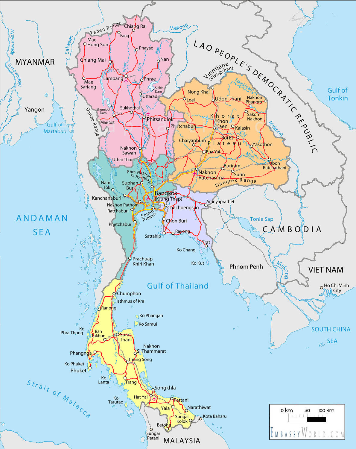 Samui Attractions Places: Map of Thailand, Koh Samui, Hoh Phangan 