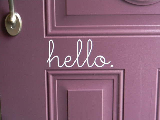 Vinyl hello sign for a quick front door makeover
