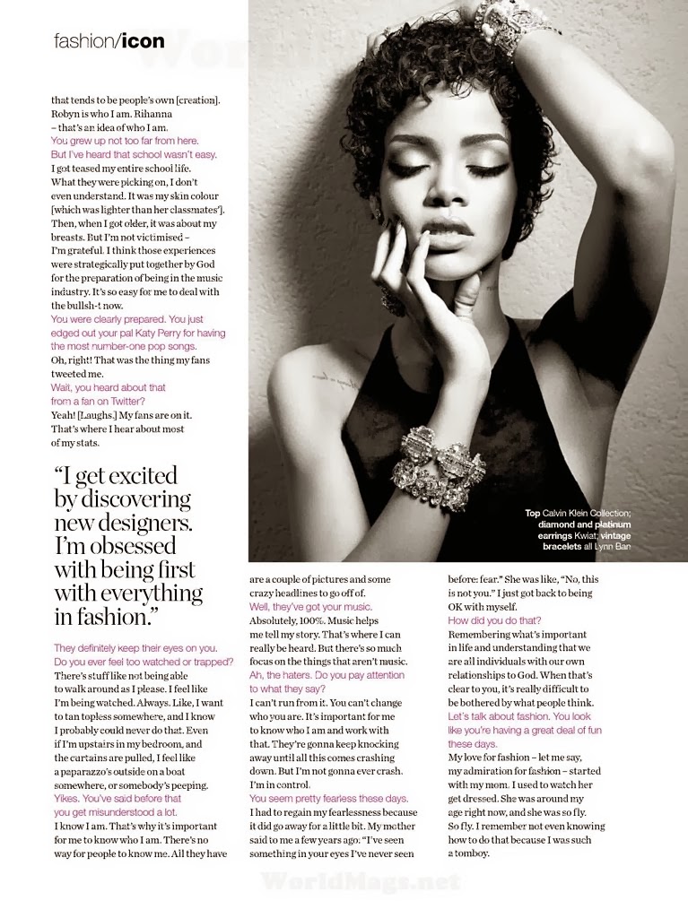 Magazine Photoshoot : Rihanna Photoshoot For Glamour Magazine South Africa February 2014 Issue 