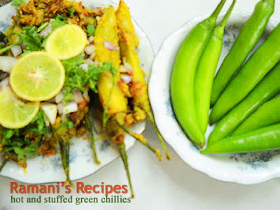 Hot and Stuffed Green Chillies - Ramani's Recipes