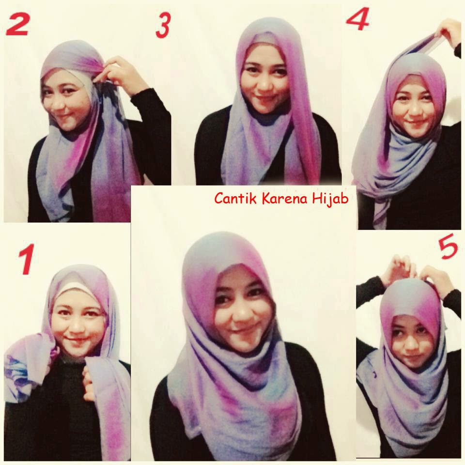  2 Kumpulan Gambar Tutorial Hijab Segi Empat Modern 