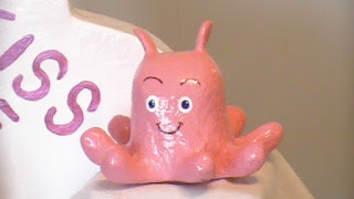 Completed Paper Mache Pink Octopus Pearl 