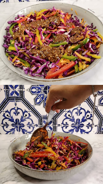 Asian Slaw, slaw, slaw recipe, side dish, salad, peanuts, peanut salad, vegetables, side salad, side coleslaw, food, food blogger, food photography, food pictures, quick recipe, spicy fusion kitchen, botswana