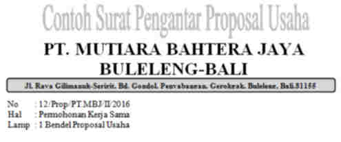 Contoh Surat pengatar Proposal Usaha / Bisnis yang Baik 