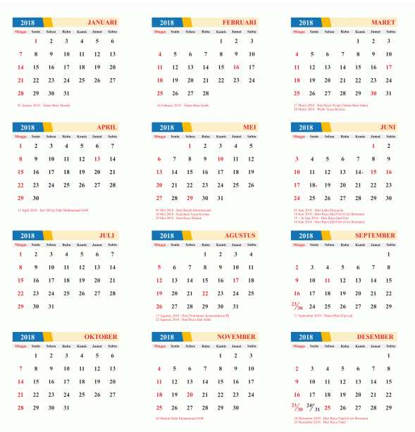 Download Gratis Desain Kalender 2019 Masehi, Hijriah dan 