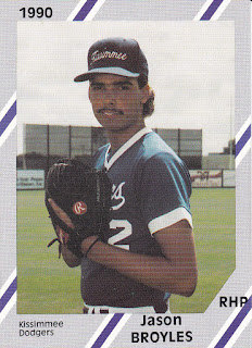 Jason Broyles 1990 GCL Dodgers card