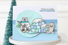 Sunny Studio Stamps: Polar Playmates & Playful Polar Bear Winter Birthday Card by Nancy Damiano