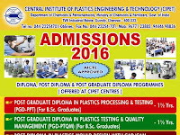 CIPET - Central Institute of Plastics Engineering and Technology  Admissions 2016