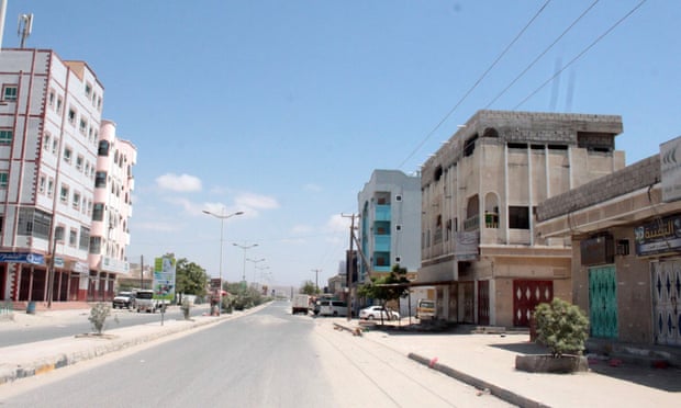 A deserted street in Ash Shihr, where a male patient has been identified as having coronavirus