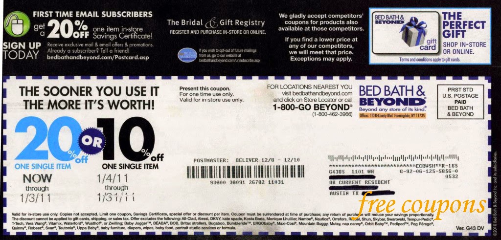 20 Bed Bath and Beyond  Coupon