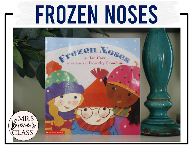 Frozen Noses book activities unit with literacy printables, reading companion activities, lesson ideas, and a craft for winter in Kindergarten and First Grade