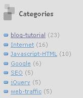 Categories on blogspot blog created with Labels gadget