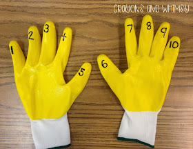 Crayons and Whimsy Counting Gloves math kindergarten